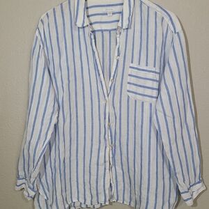 J. Jill Casual Blue and White Striped Shirt